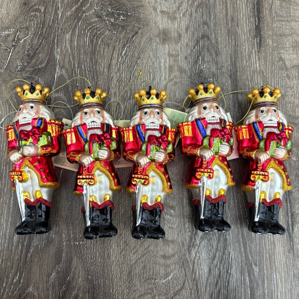 Nutcracker Glass Christmas Ornament Set